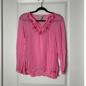 AML pink silk sheer embroidered fairy top size s